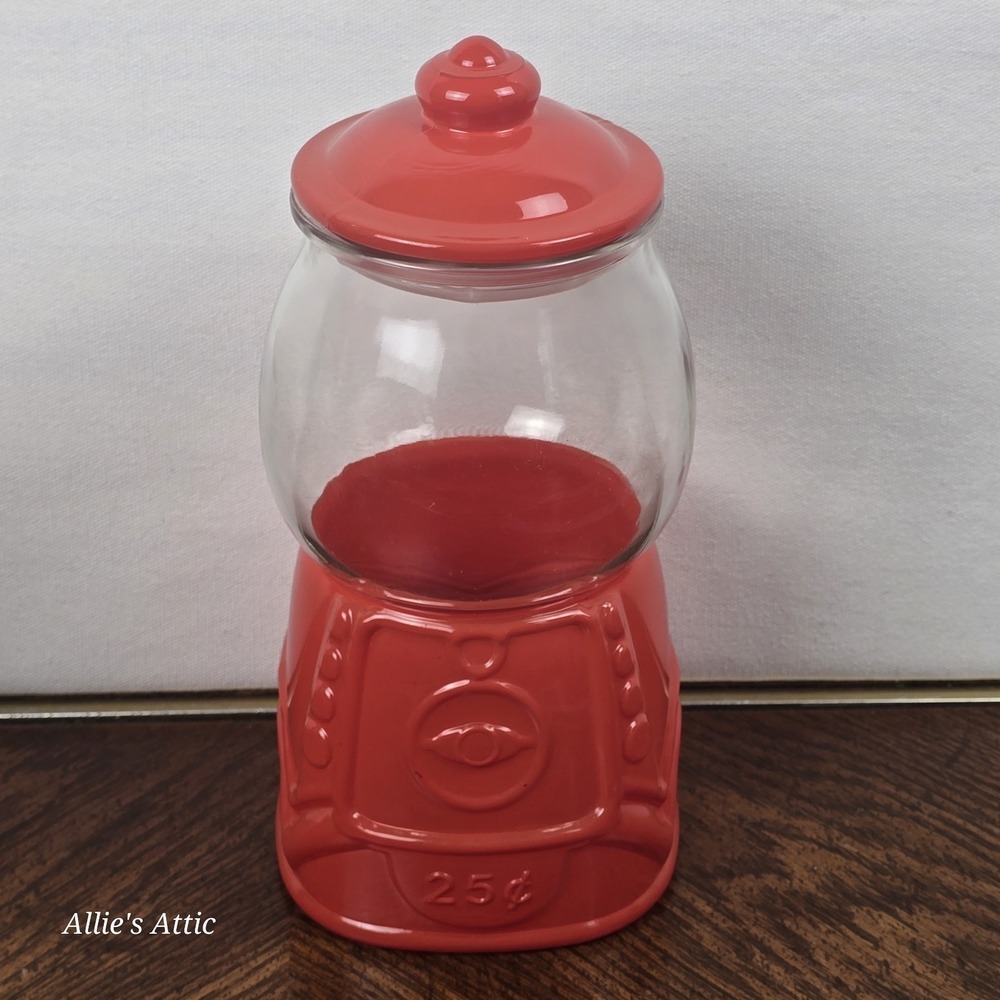 Target Bullseyes Playground Red Gumball Machine Candy Snack‎ Jar Glass Canister